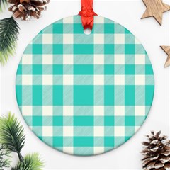 Turquoise Small Plaids  Round Ornament (two Sides) by ConteMonfrey