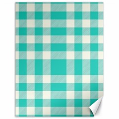 Turquoise Small Plaids  Canvas 18  X 24  by ConteMonfrey