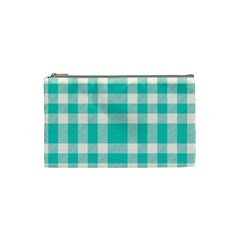 Turquoise Small Plaids  Cosmetic Bag (small) by ConteMonfrey