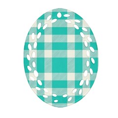 Turquoise Small Plaids  Oval Filigree Ornament (two Sides) by ConteMonfrey