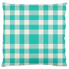 Turquoise Small Plaids  Large Cushion Case (one Side) by ConteMonfrey