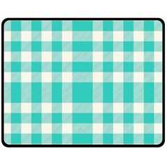 Turquoise Small Plaids  Double Sided Fleece Blanket (medium)  by ConteMonfrey