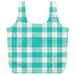 Turquoise Small Plaids  Full Print Recycle Bag (xl) by ConteMonfrey