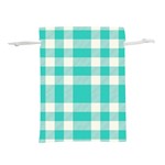 Turquoise small Plaids  Lightweight Drawstring Pouch (S) Front