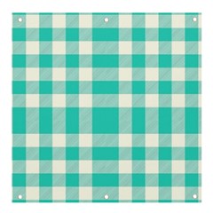 Turquoise Small Plaids  Banner And Sign 4  X 4  by ConteMonfrey