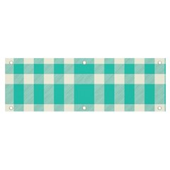 Turquoise Small Plaids  Banner And Sign 6  X 2  by ConteMonfrey