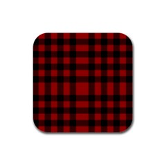 Red And Black Plaids Rubber Square Coaster (4 Pack) by ConteMonfrey