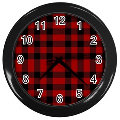 Red And Black Plaids Wall Clock (black) by ConteMonfrey