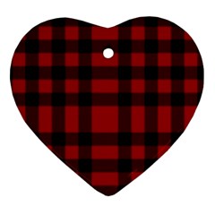 Red And Black Plaids Heart Ornament (two Sides) by ConteMonfrey