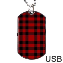 Red And Black Plaids Dog Tag Usb Flash (two Sides) by ConteMonfrey