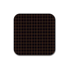 Brown And Black Small Plaids Rubber Coaster (square) by ConteMonfrey