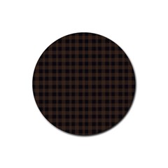 Brown And Black Small Plaids Rubber Coaster (round) by ConteMonfrey