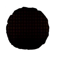 Brown And Black Small Plaids Standard 15  Premium Flano Round Cushions by ConteMonfrey