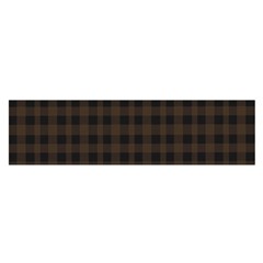 Brown And Black Small Plaids Oblong Satin Scarf (16  X 60 )