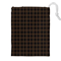 Brown And Black Small Plaids Drawstring Pouch (5xl) by ConteMonfrey