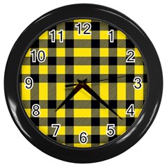 Yellow Plaids Straight Wall Clock (black) by ConteMonfrey