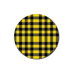 Yellow Plaids Straight Rubber Round Coaster (4 Pack) by ConteMonfrey