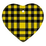 Yellow Plaids Straight Heart Ornament (Two Sides) Front