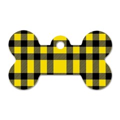 Yellow Plaids Straight Dog Tag Bone (one Side) by ConteMonfrey