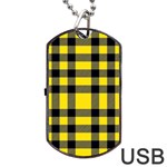 Yellow Plaids Straight Dog Tag USB Flash (One Side) Front