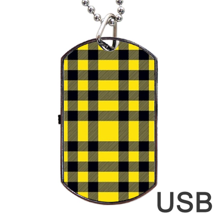 Yellow Plaids Straight Dog Tag USB Flash (One Side)