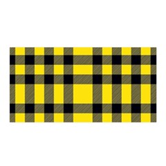 Yellow Plaids Straight Satin Wrap 35  X 70  by ConteMonfrey