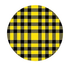 Yellow Plaids Straight Mini Round Pill Box