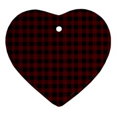 Black Red Small Plaids Ornament (heart) by ConteMonfrey