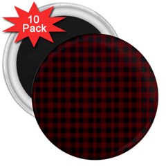 Black Red Small Plaids 3  Magnets (10 Pack)  by ConteMonfrey