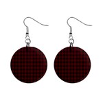 Black red small plaids Mini Button Earrings Front