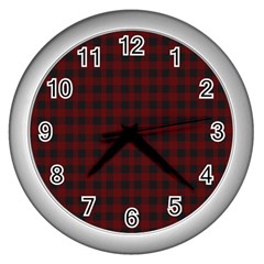 Black Red Small Plaids Wall Clock (silver) by ConteMonfrey