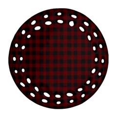 Black Red Small Plaids Ornament (round Filigree) by ConteMonfrey