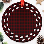 Black red small plaids Ornament (Round Filigree) Front