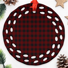 Black Red Small Plaids Round Filigree Ornament (two Sides) by ConteMonfrey