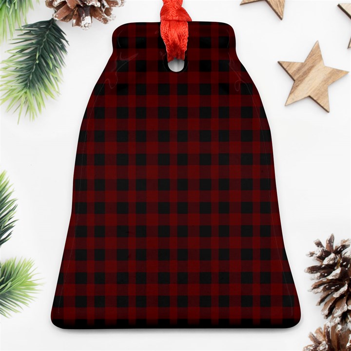 Black red small plaids Bell Ornament (Two Sides)