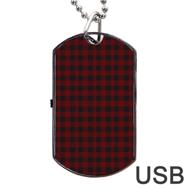 Black red small plaids Dog Tag USB Flash (Two Sides)