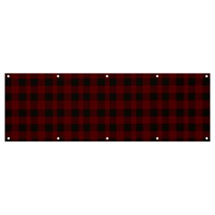 Black Red Small Plaids Banner And Sign 12  X 4  by ConteMonfrey