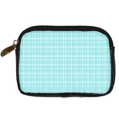 Turquoise Small Plaids Lines Digital Camera Leather Case by ConteMonfrey