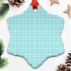 Turquoise Small Plaids Lines Snowflake Ornament (two Sides) by ConteMonfrey