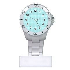 Turquoise Small Plaids Lines Plastic Nurses Watch by ConteMonfrey