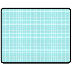 Turquoise Small Plaids Lines Double Sided Fleece Blanket (medium)  by ConteMonfrey