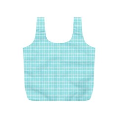 Turquoise Small Plaids Lines Full Print Recycle Bag (s) by ConteMonfrey