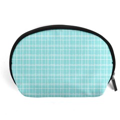 Turquoise Small Plaids Lines Accessory Pouch (large) by ConteMonfrey