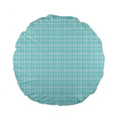 Turquoise Small Plaids Lines Standard 15  Premium Flano Round Cushions by ConteMonfrey