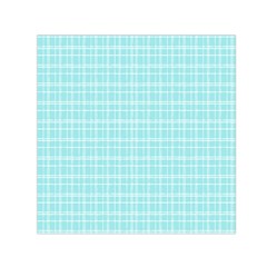 Turquoise Small Plaids Lines Square Satin Scarf (30  X 30 ) by ConteMonfrey