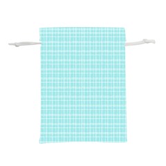 Turquoise Small Plaids Lines Lightweight Drawstring Pouch (s) by ConteMonfrey