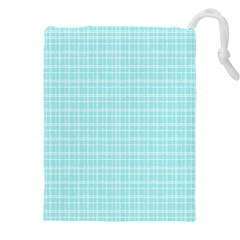 Turquoise Small Plaids Lines Drawstring Pouch (4xl)