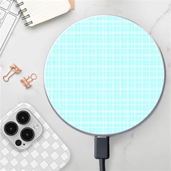 Turquoise Small Plaids Lines Wireless Charger by ConteMonfrey