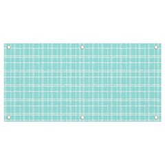 Turquoise Small Plaids Lines Banner And Sign 4  X 2  by ConteMonfrey