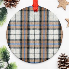 Cute Blue Grey White Plaids Ornament (round) by ConteMonfrey